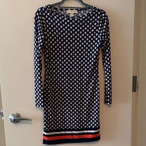 MICHAEL Michael Kors Navy and White Geometric Dress